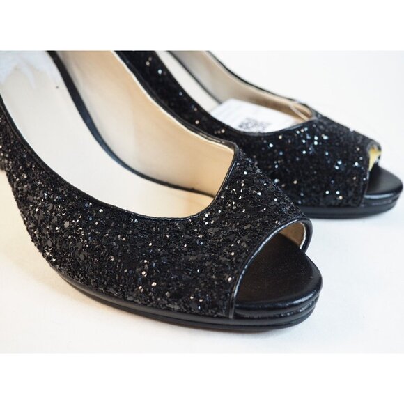 Cole Haan Black Glitter Peep Toe Heels Pumps Grand OS Signature, Size 5.5 (US) - Picture 6 of 12